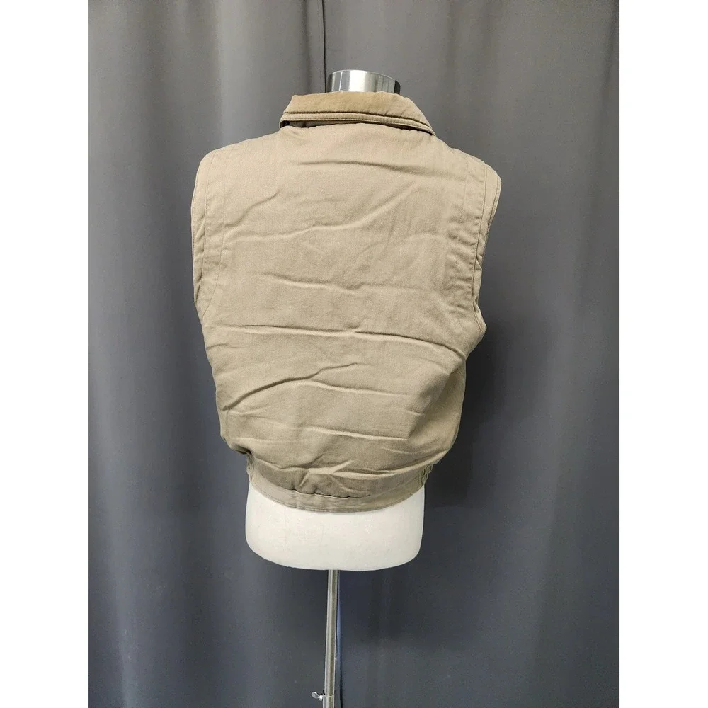 Vintage Willow Bay Vest Tan Utility Flannel Lined‎ Multi-Pocket Workwear Medium